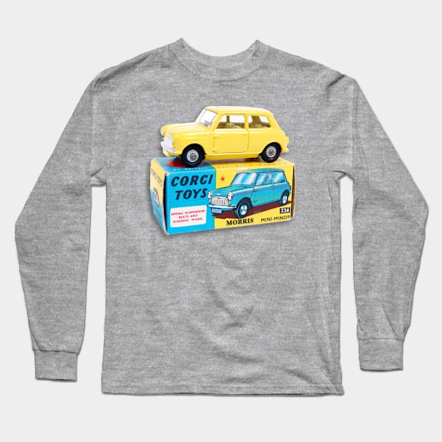 YELLOW MORRIS MINOR TOY CAR Long Sleeve T-Shirt by Throwback Motors